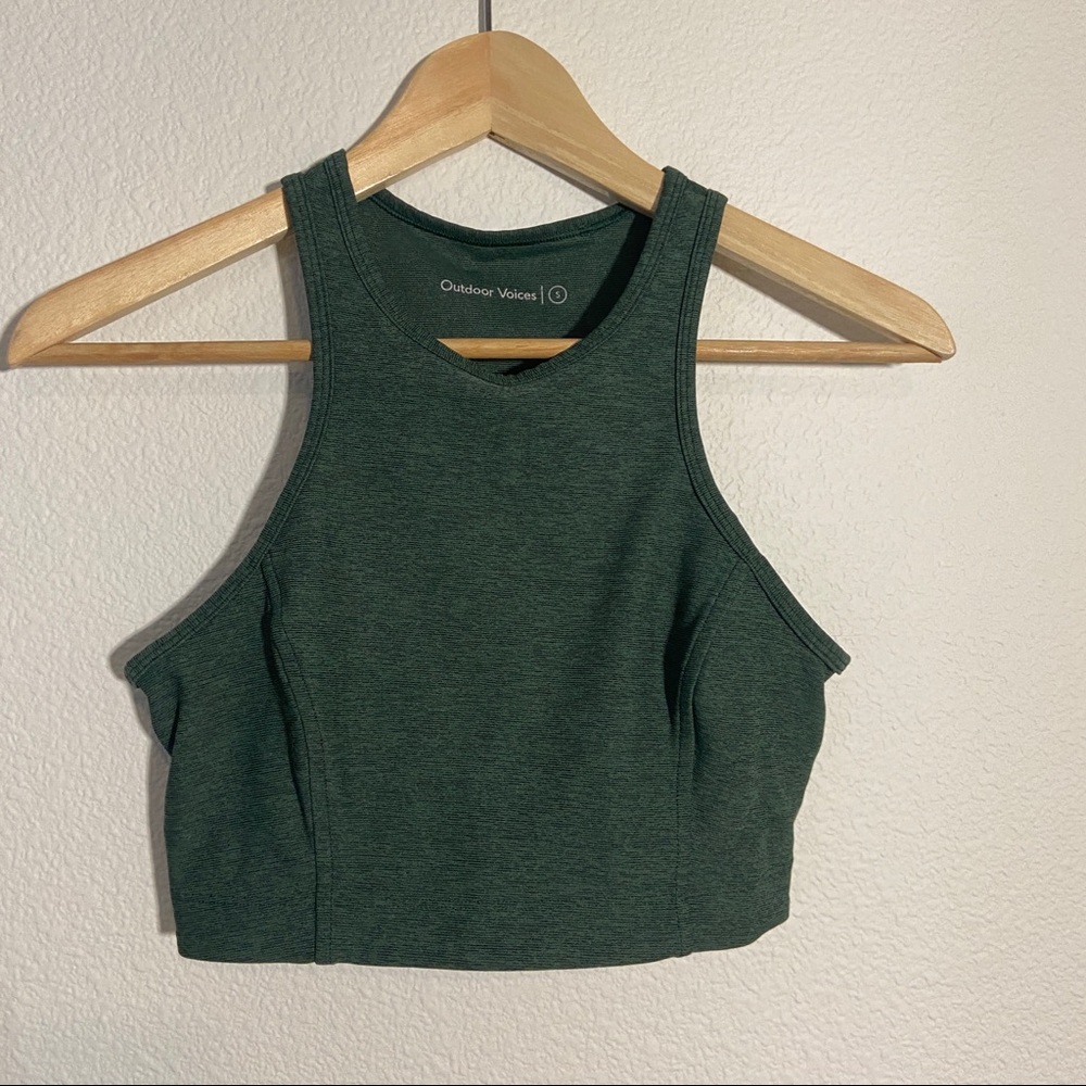 Outdoor voices small warm up bra in Forest green